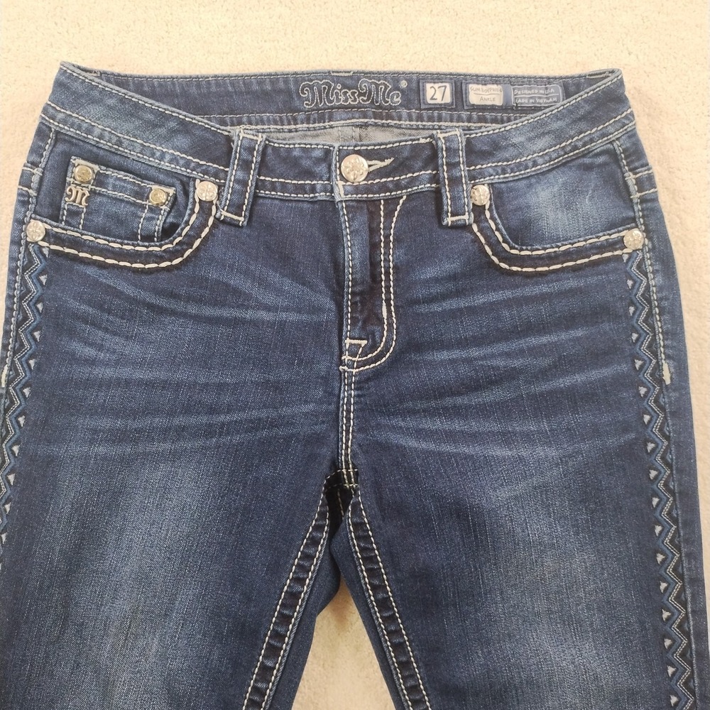 Miss Me Jeans Women's 27 Fits 30x27 Slim Boyfriend Ankle Stretch Embroidered 💎 - Picture 3 of 15